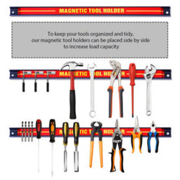 Costway Set Of 3 Magnetic Tool Strip Holder Garage Rail Wall Mounted Bits Storage Rack - thumbnail 7