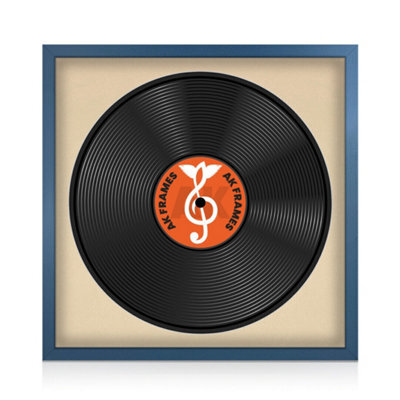 "16X16"" Navy Blue Sleek Vinyl Record Frame With Ivory Mount For 12 Inch Lp Disc - Ak Frames" - image 1
