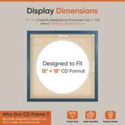 "16X16"" Navy Blue Sleek Vinyl Record Frame With Ivory Mount For 12 Inch Lp Disc - Ak Frames" - thumbnail 2