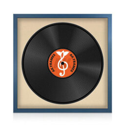 "16X16"" Navy Blue Sleek Vinyl Record Frame With Ivory Mount For 12 Inch Lp Disc - Ak Frames"