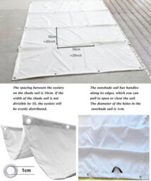 White 100X300 Shade Sail Retractable With Eyelets - thumbnail 4