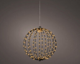 Lumineo Black Christmas Led Ball Light Classic Warm Metal Ball With Gold Bauble 28Cm - thumbnail 7