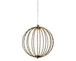Lumineo Black Christmas Led Ball Light Classic Warm Metal Ball With Gold Bauble 28Cm - thumbnail 6
