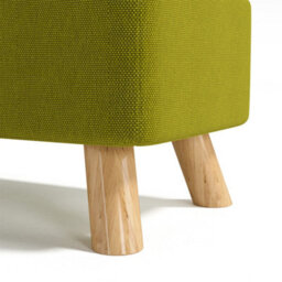 Living And Home Tofu-Shaped Green Linen Upholstered Footstool Footrest With Solid Wooden Legs W 570 X D 280 X H 257 mm - thumbnail 4