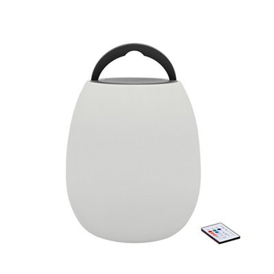 Grey & White Battery-Powered Rgb & Cool White Led Outdoor Lantern Speaker Light