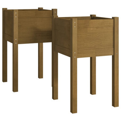 Berkfield Durable Garden Planters 2 Pcs Honey Brown 40X40X70 Cm Solid Pinewood - image 1