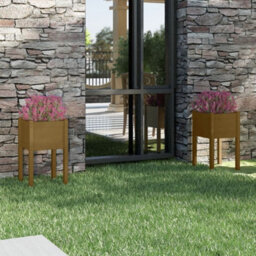 Berkfield Durable Garden Planters 2 Pcs Honey Brown 40X40X70 Cm Solid Pinewood - thumbnail 2