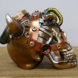 Gifts Direct 2 U Steampunk Skull Horn Resin Ornament - thumbnail 3