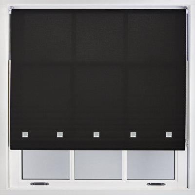 Furnished Daylight Roller Blind With Square Eyelets - Trimmable Black, 75Cm X 165Cm - image 1