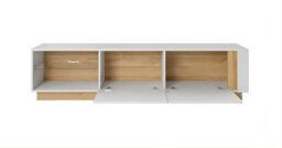 Arte Elegant Arco Tv Cabinet With Storage In White Gloss & Oak Grandson - H460mm X W1880mm X D400mm, Optional Led - thumbnail 2