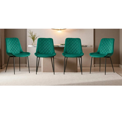 Outdoor Living (NW) Ltd Amelia Velvet Comfort Dining Chairs - Green - Set Of 4 - image 1