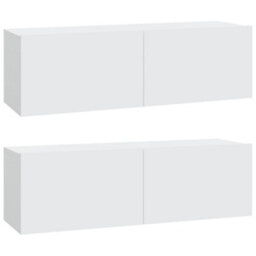 Berkfield Wall Tv Cabinets 2 Pcs White 100X30X30 Cm Engineered Wood - thumbnail 2