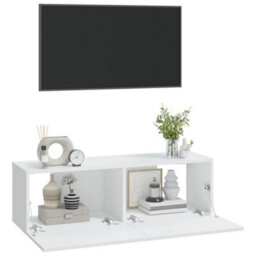 Berkfield Wall Tv Cabinets 2 Pcs White 100X30X30 Cm Engineered Wood - thumbnail 4