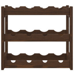 Berkfield Wine Rack For 12 Bottles Brown Solid Wood Pine - thumbnail 3