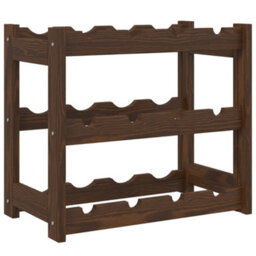 Berkfield Wine Rack For 12 Bottles Brown Solid Wood Pine - thumbnail 2