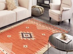 Beliani Rug Gavar Orange 160 X 230 Cm Cotton Kilim - thumbnail 2
