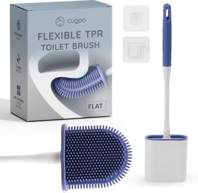 Cuqoo Silicone Toilet Brush And Holder Set Antibacterial Loo Brush With Flexible Rubber Bristles Hygienic Bathroom Cleaning Access - image 1