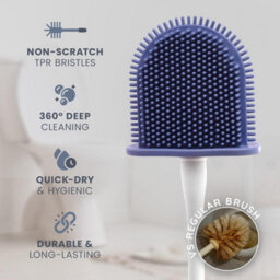 Cuqoo Silicone Toilet Brush And Holder Set Antibacterial Loo Brush With Flexible Rubber Bristles Hygienic Bathroom Cleaning Access - thumbnail 3