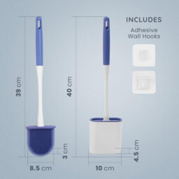 Cuqoo Silicone Toilet Brush And Holder Set Antibacterial Loo Brush With Flexible Rubber Bristles Hygienic Bathroom Cleaning Access - thumbnail 2