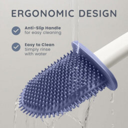 Cuqoo Silicone Toilet Brush And Holder Set Antibacterial Loo Brush With Flexible Rubber Bristles Hygienic Bathroom Cleaning Access - thumbnail 7