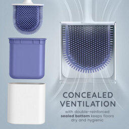 Cuqoo Silicone Toilet Brush And Holder Set Antibacterial Loo Brush With Flexible Rubber Bristles Hygienic Bathroom Cleaning Access - thumbnail 4