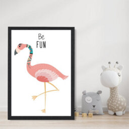 Artze Wall Art Be Fun Flamingo Tribal Animal Quote Art Print With Black Frame Size: A4 - thumbnail 2