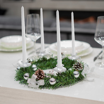 Globrite Christmas Advent Wreath 12 Inch - Candle Holder With Ornament Balls - Decorative Centrepiece For Table & Home Décor - image 1