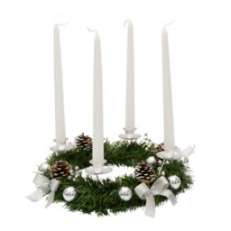 Globrite Christmas Advent Wreath 12 Inch - Candle Holder With Ornament Balls - Decorative Centrepiece For Table & Home Décor - thumbnail 2