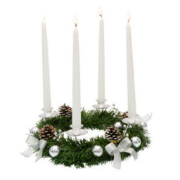 Globrite Christmas Advent Wreath 12 Inch - Candle Holder With Ornament Balls - Decorative Centrepiece For Table & Home Décor - thumbnail 3