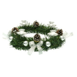 Globrite Christmas Advent Wreath 12 Inch - Candle Holder With Ornament Balls - Decorative Centrepiece For Table & Home Décor - thumbnail 4