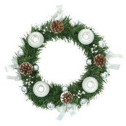 Globrite Christmas Advent Wreath 12 Inch - Candle Holder With Ornament Balls - Decorative Centrepiece For Table & Home Décor - thumbnail 5