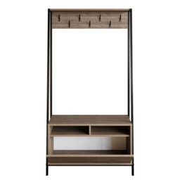 Decorotika Devin Hall Tree Coat Stand Coat Rack With 7 Metal Hooks Walnut & Black - thumbnail 5