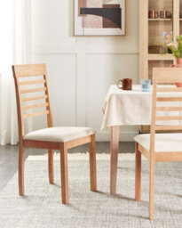 Beliani Set Of 2 Dining Chairs Ortley Wood Light Brown/ Beige - thumbnail 2
