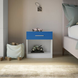 Urbn-Living Urbnliving Height 46Cm 1 Drawer Particle Board Bedroom Furniture Blue Colour Bedside Table - thumbnail 2