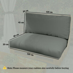 Outsunny 2 Seat Pallet Cushions 20Cm Thick Outdoor Seat Pads, Charcoal Grey - thumbnail 2