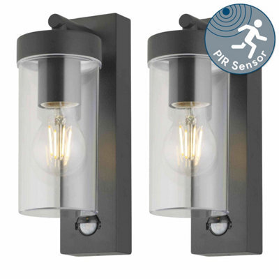 First Choice Lighting Set Of 2 Hadron - Black Motion Sensor Outdoor Wall Lights - image 1