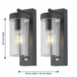 First Choice Lighting Set Of 2 Hadron - Black Motion Sensor Outdoor Wall Lights - thumbnail 7
