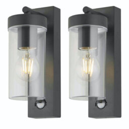 First Choice Lighting Set Of 2 Hadron - Black Motion Sensor Outdoor Wall Lights - thumbnail 2