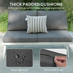 Outsunny 3 Piece Garden Furniture Set With 5-Level Adjustable Lounger, Grey - thumbnail 7