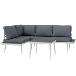 Outsunny 3 Piece Garden Furniture Set With 5-Level Adjustable Lounger, Grey - thumbnail 2