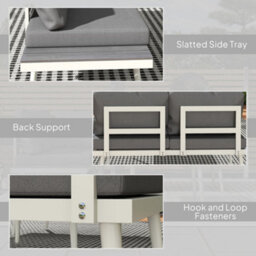 Outsunny 3 Piece Garden Furniture Set With 5-Level Adjustable Lounger, Grey - thumbnail 9