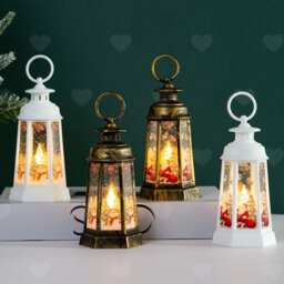 Amorly 4Pcs Christmas Snow Globe Lanterns, Battery Operated Lighted Lanterns, Festive Indoor Decoration And Ideal Christmas Festival Gift - thumbnail 1
