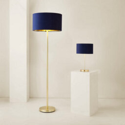 Valuelights Charles Gold Table Lamp With Metallic & Navy Velvet Shade And Bulb - thumbnail 7