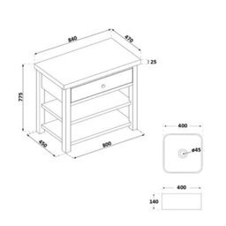 Homestylestore 840mm Antique White Bathroom Vanity Unit With Square Countertop Basin - thumbnail 3