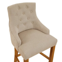 Bar Stool Luxury Natural Oatmeal Fabric Scoop Back Counter With Oak Legs - thumbnail 5