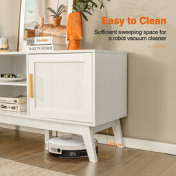 Gainoom White Tv Stand For Tvs Up To 65Inch Media Console Table W/ Adjustable Shelf 2-Door Cabinet - thumbnail 5