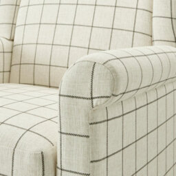 Furniturebox Uk Maisette Cream Check Fabric Wingback Accent Armchair - thumbnail 7
