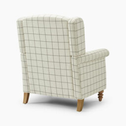 Furniturebox Uk Maisette Cream Check Fabric Wingback Accent Armchair - thumbnail 6