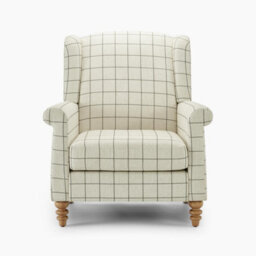 Furniturebox Uk Maisette Cream Check Fabric Wingback Accent Armchair - thumbnail 5