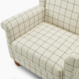 Furniturebox Uk Maisette Cream Check Fabric Wingback Accent Armchair - thumbnail 8